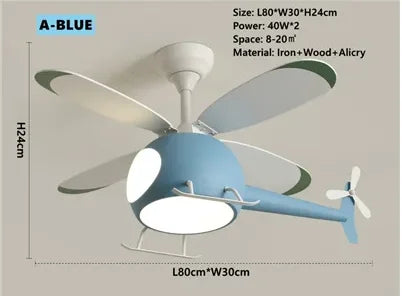 DecorBites™ Helicopter Ceiling Fan Chandeliers: Nordic Creative Kids Room Decor Lamp