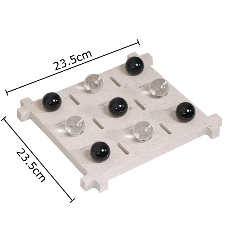 DecorBites™ Acrylic Tic-Tac-Toe Chessboard Set - Geometric Art Desk Decoration with Casual Chess Pieces