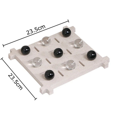 DecorBites™ Acrylic Tic-Tac-Toe Chessboard Set - Geometric Art Desk Decoration with Casual Chess Pieces