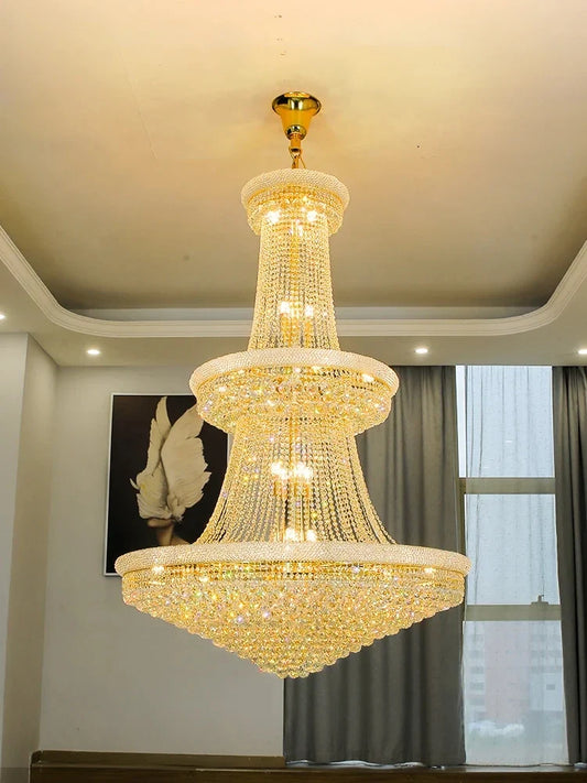 Modern Crystal Staircase Chandelier in Gold or Black