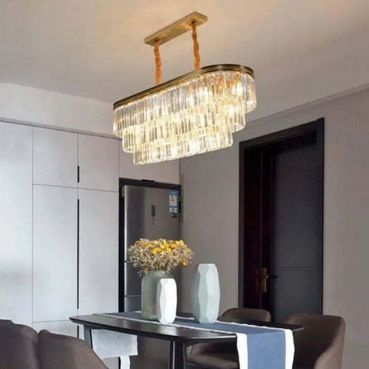 DecorBites™ Crystal Chandelier: Modern Gold LED Lighting for Dining, Bedroom, and Living Room