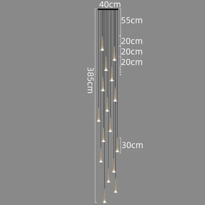 Lámpara de araña LED de cristal DecorBites™ para escaleras: Luminaria de lujo para escaleras largas con diseño de isla creativo