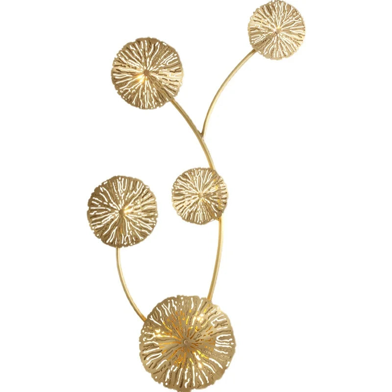DecorBites™ Gold Flower Copper Frame Wall Sconce for Hotel Dining Room Lighting