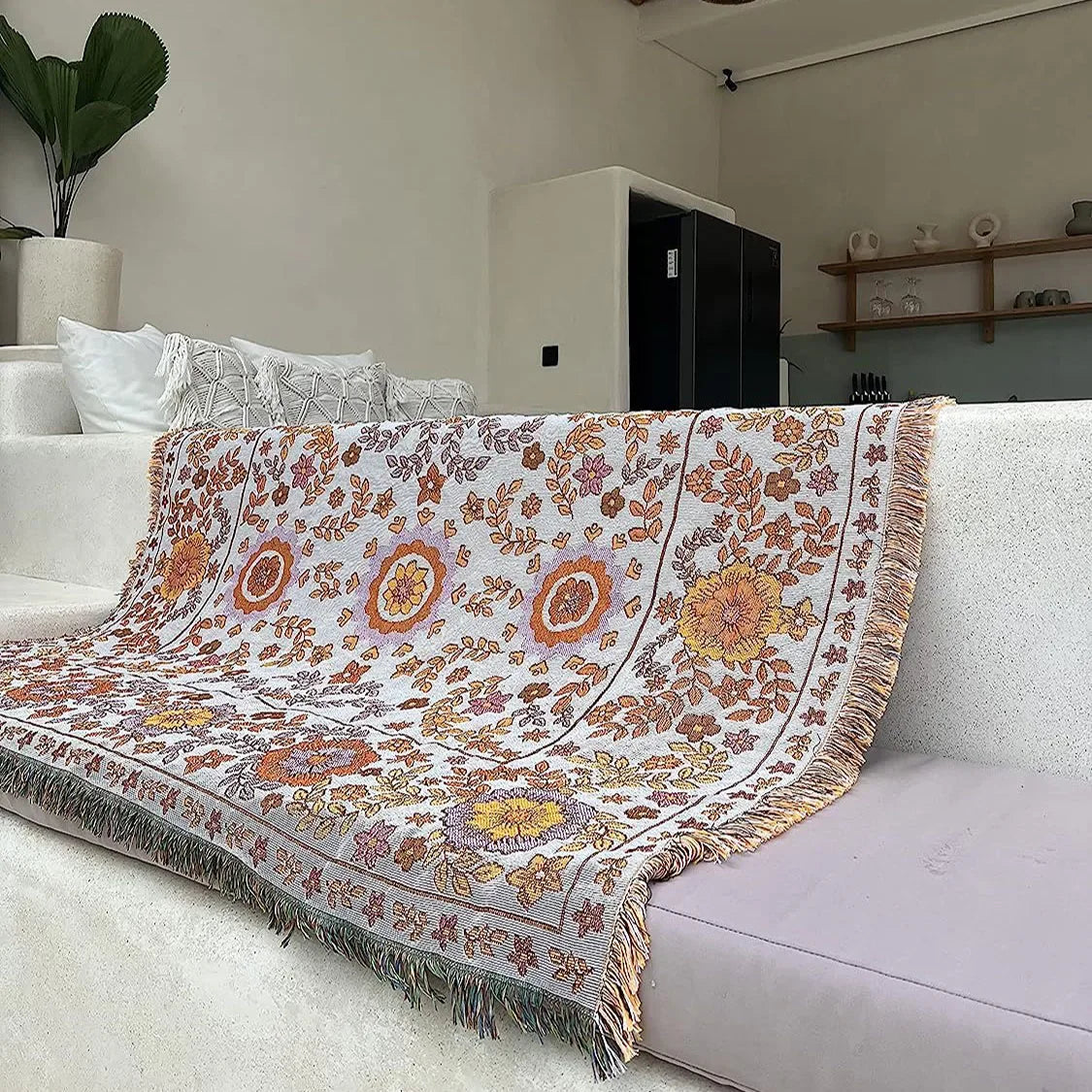DecorBites™ Boho Floral Sofa Throw Blanket
