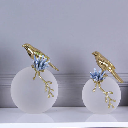 DecorBites™ Golden Bird Brass Sculpture Modern Home Decor Artwork Statue