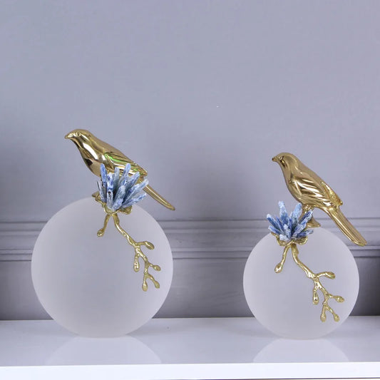 DecorBites™ Golden Bird Brass Sculpture Modern Home Decor Artwork Statue