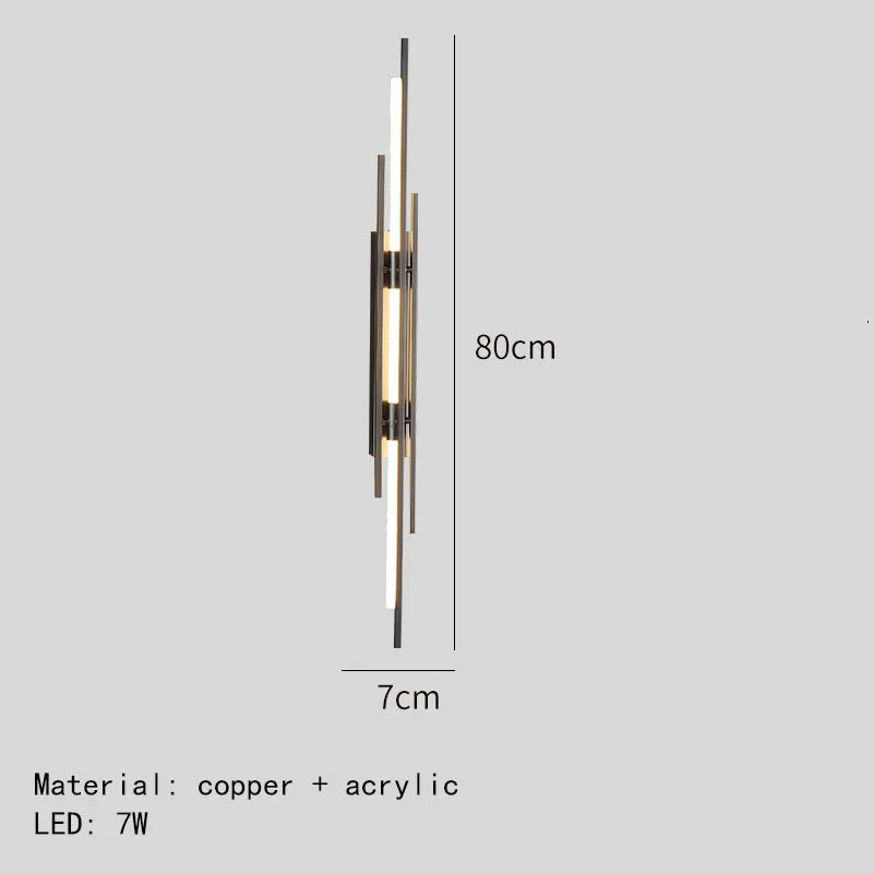ديكوربايتس™ - شمعدان حائط من الأكريليك والنحاس، 80/100 سم، إضاءة بسيطة لغرفة المعيشة