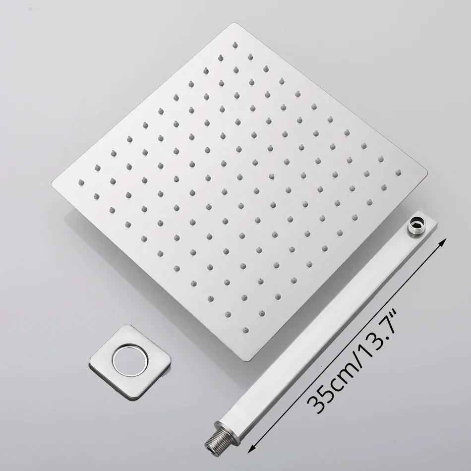 Cabezal de ducha tipo lluvia DecorBites™ de níquel cepillado con brazo de ducha - Rociador superior ultrafino