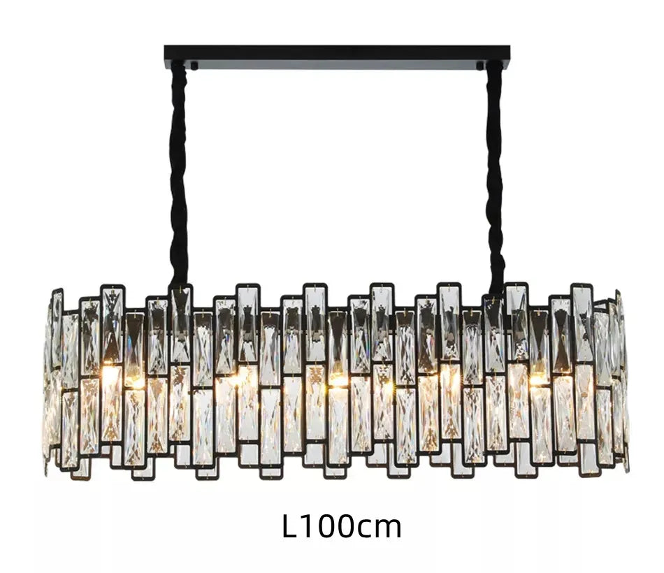 DecorBites™ Black Crystal Chandelier: Elegant Round Hanging Lamp for Living Room, Dining Room & Restaurant