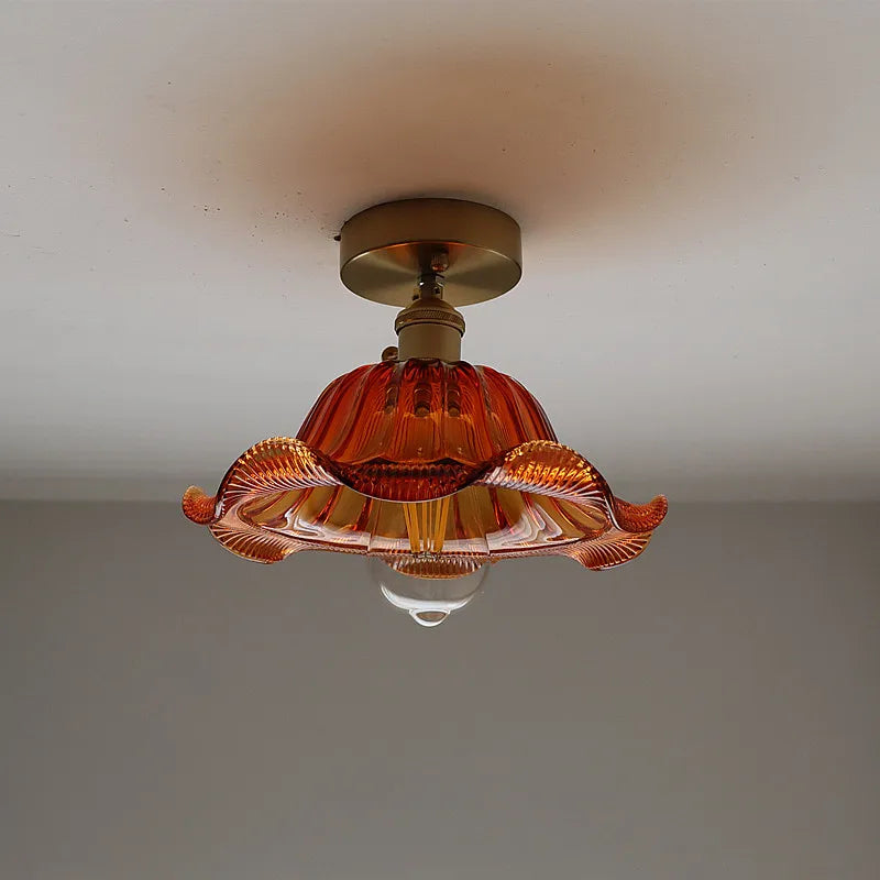 DecorBites™ Green Flower Glass LED Ceiling Light Fixture - Nordic Modern Design