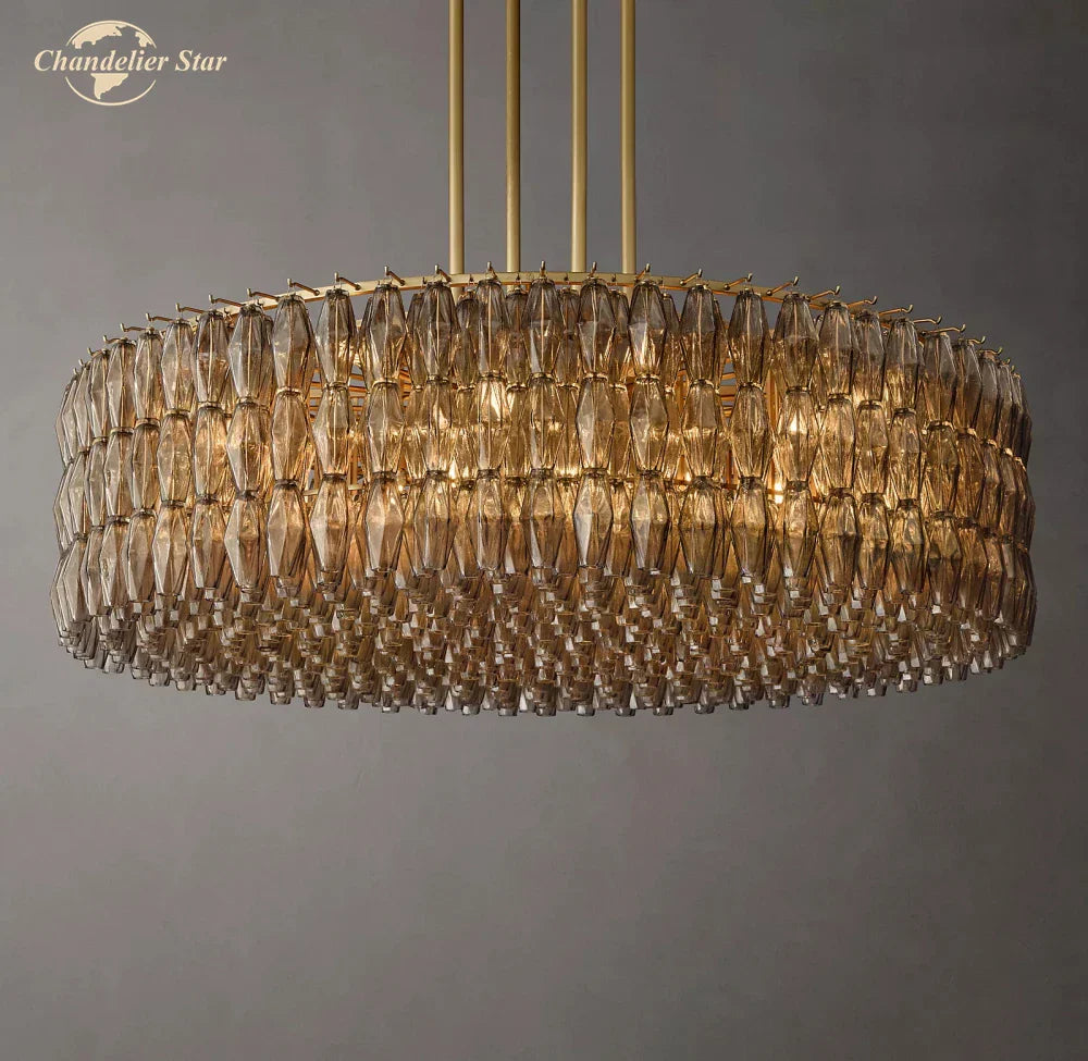 DecorBites™ LED Smoke Glass Chandelier Pendant Light for Living Room Decor