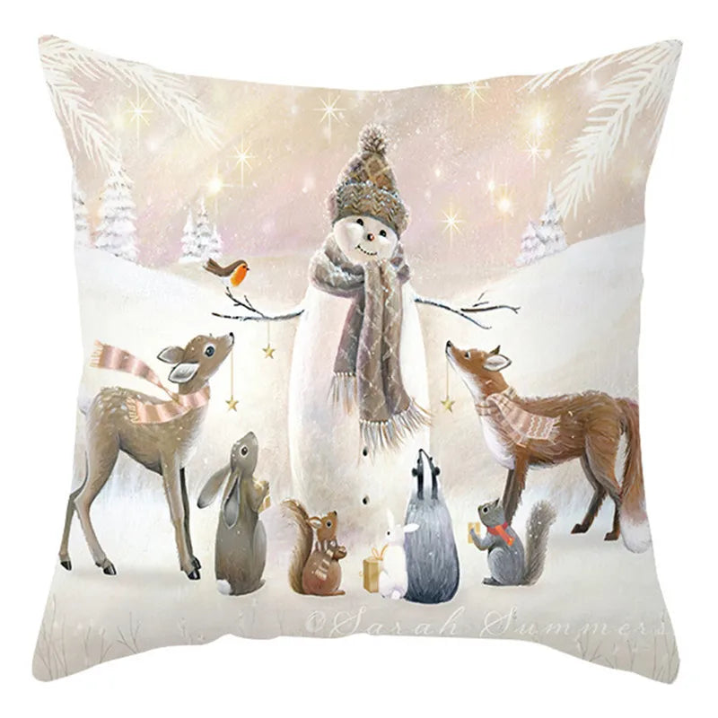 DecorBites™ Christmas Soft Plush Cushion Cover Cute Rabbit Deer Pillowcase 45x45cm