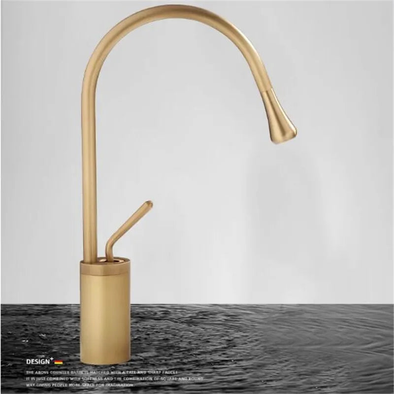 صنبور حوض حمام من نحاس عتيق من DecorBites™، خلاط حوض أسود ساخن وبارد، رافعة مياه للمطبخ