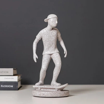 مجموعة ديكور بايتس™ لتماثيل لاعبي الرياضة المجردة باللونين الرمادي والأبيض لديكور المنزل