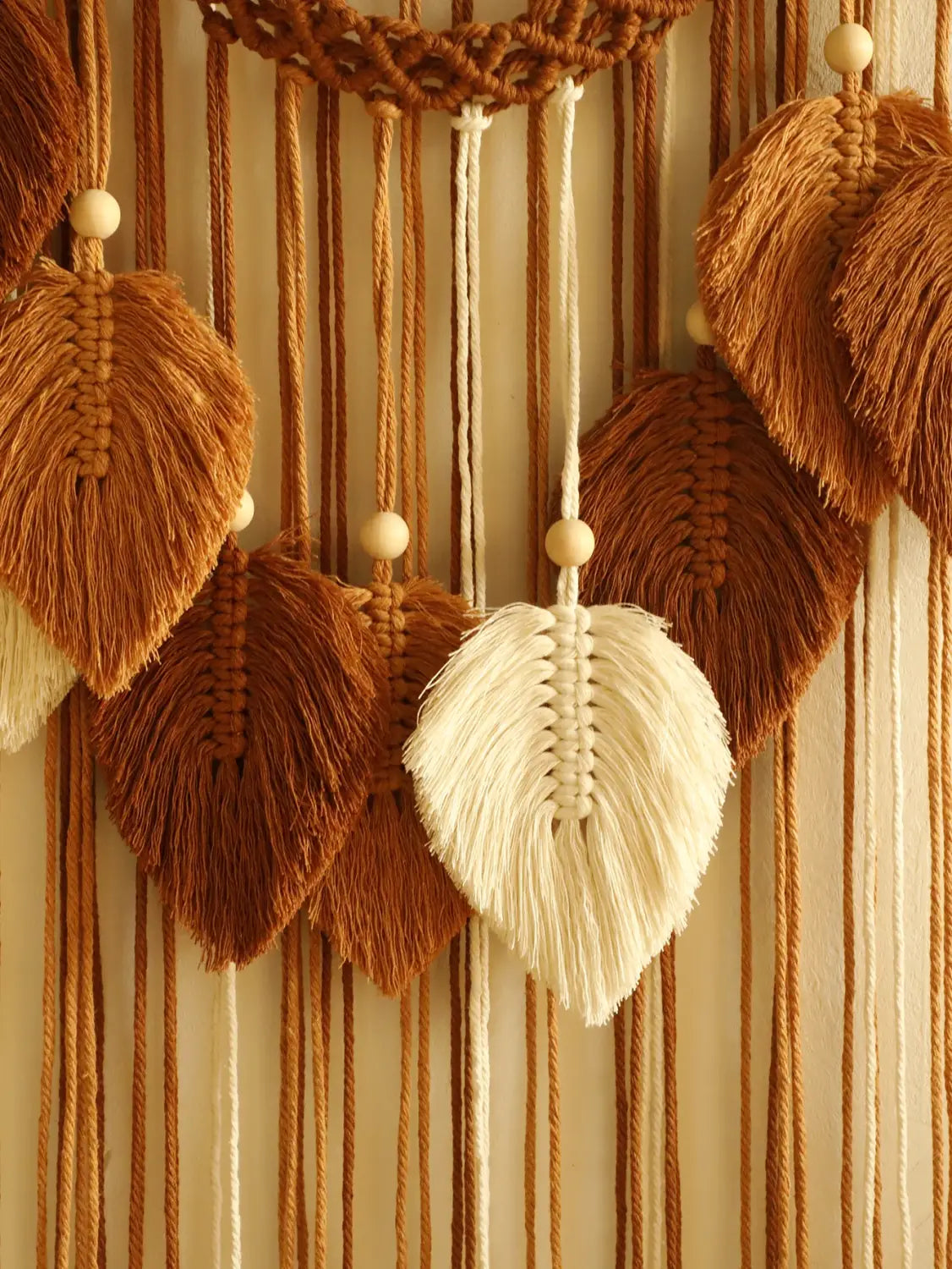 DecorBites™ Leaf Macrame Tapestry Brown Green Wall Tapestry Boho Home Decoration Macrame Wall Hanging Home Living Room