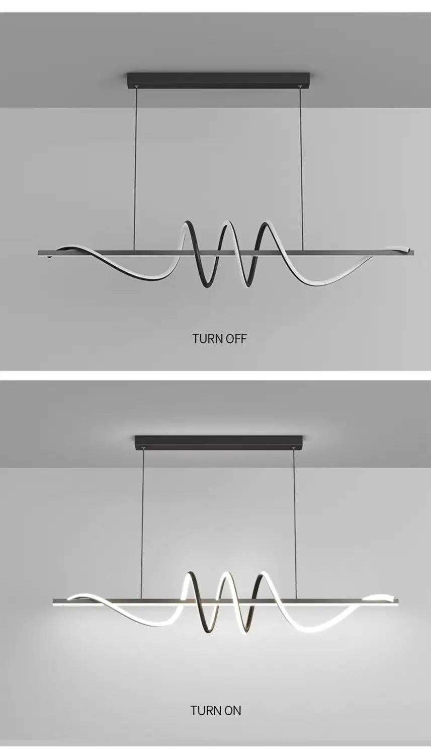 DecorBites™ Sleek Wavy Pendant Lights for Dining Room