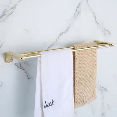 Juego de herrajes de baño DecorBites™ dorados: toallero, estante, portarrollos de papel, soporte para toallas, portaescobillas de inodoro