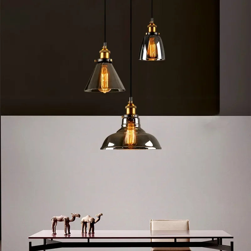 Decorbites™ Bernsteinfarbenes Vintage-Glas-Pendant-Licht für elegante Esszimmer-Dekoration