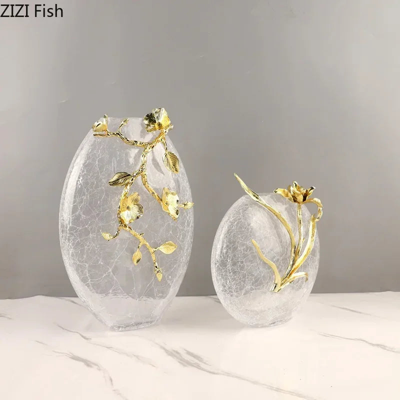 Gold Glass Floral Vase