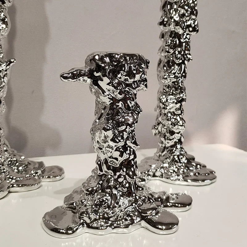 DecorBites™ Golden Candlestick Holder Resin Plated Wedding Centerpiece