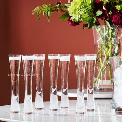DecorBites™ Glitter Flutes Clear Bubble Wine Glasses for Bar Party Wedding Cocktail