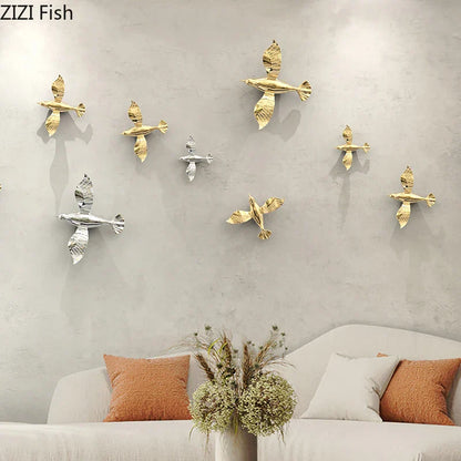 DecorBites™ Gold/Silver Pigeon Wall Ornaments - Dove Statue for Living Room Aesthetics