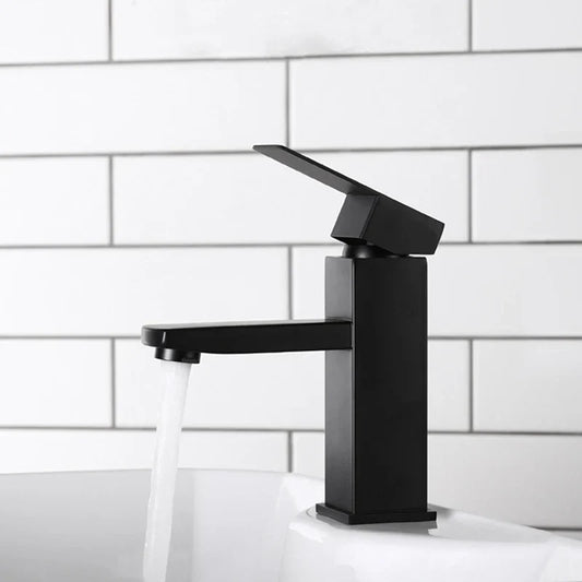 DecorBites™ Black Basin Faucet Single Handle Hot Cold Water Mixer for Bathroom Sink