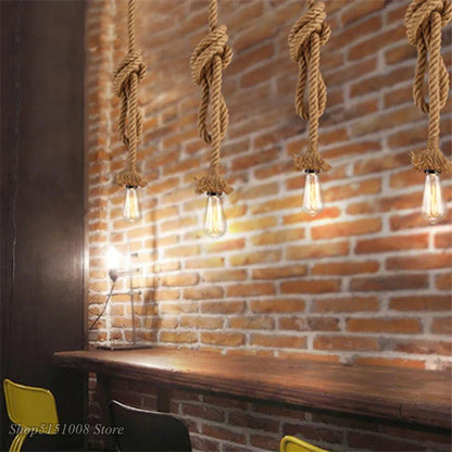 DecorBites™ Hemp Rope Net Chandelier Pendant Lamp for DIY Cafe and Bar Decor
