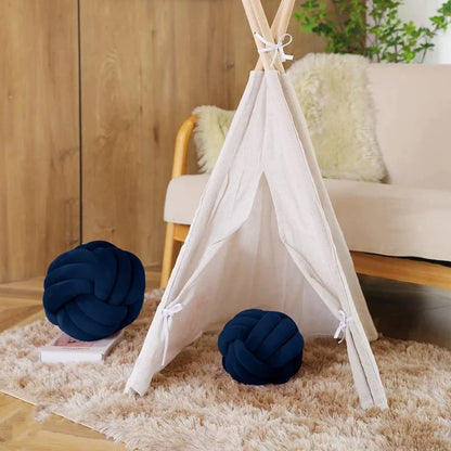 وسادة DecorBites™ Knot Ball قصيرة من القطيفة لديكور المنزل والراحة