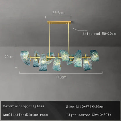 ثريا سقف زجاجية زرقاء على شكل زهرة من ديكوربايتس™، مصابيح نحاسية معلقة
