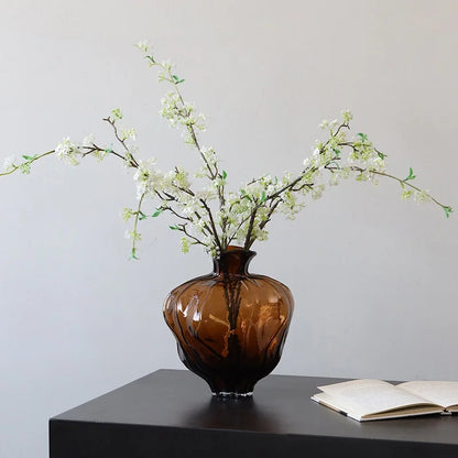 DecorBites™ Brown Wavy Grain Glass Vase Terrarium Flower Home Decor Bottle