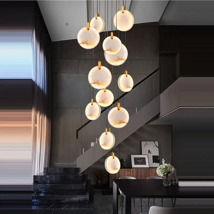 DecorBites™ LED Marble Gold Chandelier for Living Room, 2025 Trend Lustre Lighting