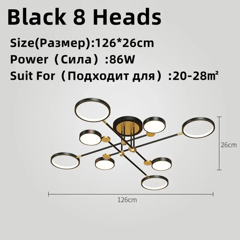 DecorBites™ LED Chandelier for Home Decor, Brightness Adjustable, Living Room, Dining Room Lighting