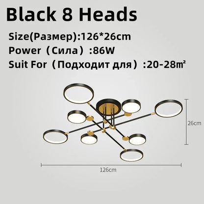 DecorBites™ LED Chandelier for Home Decor, Brightness Adjustable, Living Room, Dining Room Lighting