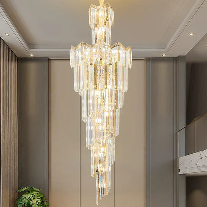 DecorBites™ Crystal Chandelier: European Villa Hotel Luxury Hollow Building Middle Floor Lighting