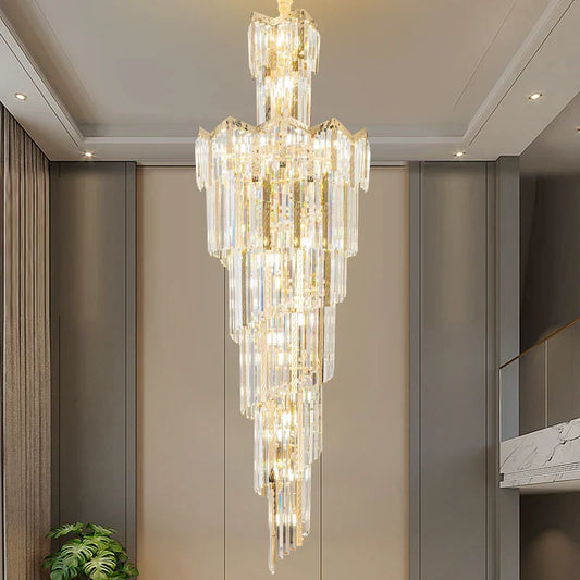DecorBites™ Crystal Chandelier: European Villa Hotel Luxury Hollow Building Middle Floor Lighting