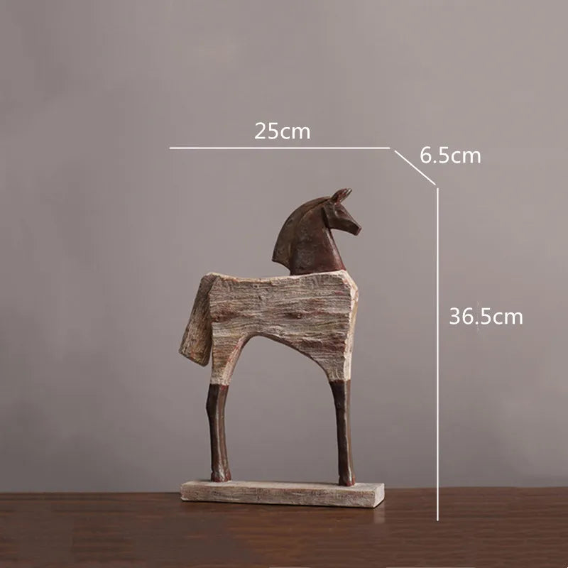 DecorBites™ Horse Sculpture: Handmade Wood Grain Design, Animal Figurine for Home Decor