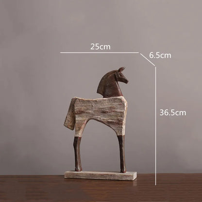 DecorBites™ Horse Sculpture: Handmade Wood Grain Design, Animal Figurine for Home Decor