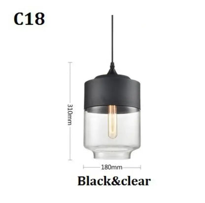 DecorBites™ Black Glass Pendant Light Fixture for Modern Indoor Decor & Dining Room