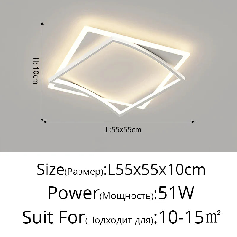 ديكوربايتس™ مصباح سقف LED مربع هندسي مع جهاز تحكم عن بعد لغرفة الدراسة وغرفة المعيشة وغرفة النوم