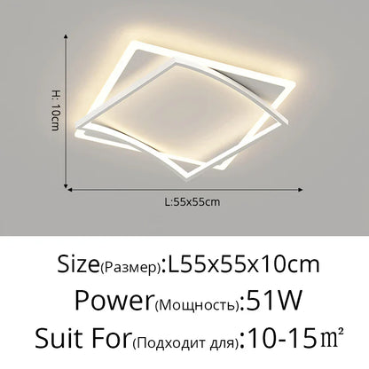 ديكوربايتس™ مصباح سقف LED مربع هندسي مع جهاز تحكم عن بعد لغرفة الدراسة وغرفة المعيشة وغرفة النوم