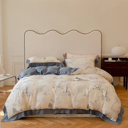 DecorBites™ Egyptian Cotton Bedding Set Queen King Ru Double, Quilt Cover Sheet Pillowcase