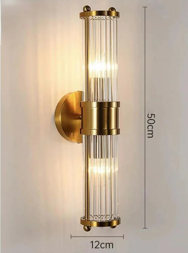 DecorBites™ Gold Crystal Glass Wall Sconce Light Fixture for Luxury Bedroom Decor