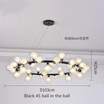 Lámpara colgante tipo araña LED con bola de cristal DecorBites™, diseño redondo moderno para iluminación decorativa del hogar