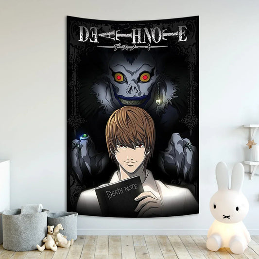 Decobites Death Note Aesthetic Tapestry for Bar Cafe Decor - Hot Anime Art Flag