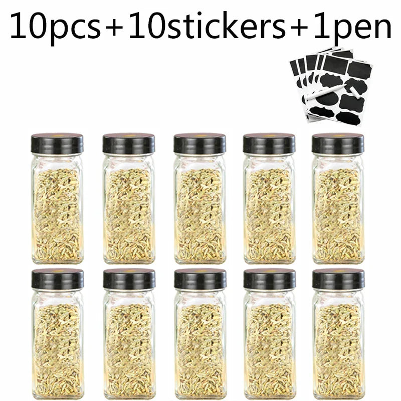 DecorBites™ Glass Seasoning Jar Set Kitchen Spice Box Canister BBQ Bottle Jar