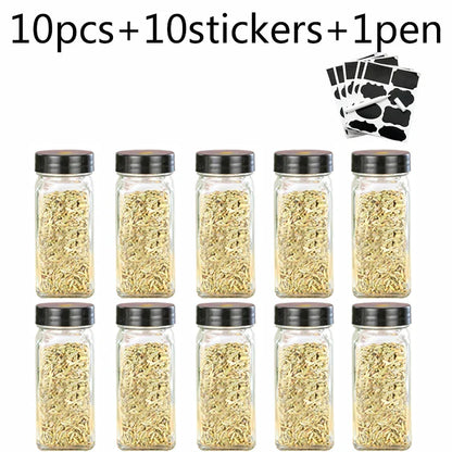DecorBites™ Glass Seasoning Jar Set Kitchen Spice Box Canister BBQ Bottle Jar