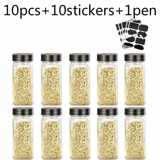 DecorBites™ Glass Seasoning Jar Set Kitchen Spice Box Canister BBQ Bottle Jar