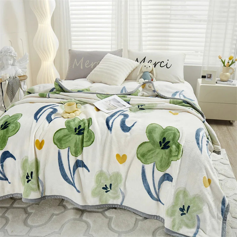 Manta de franela acogedora DecorBites™ para todas las estaciones: Cubrecama de terciopelo de doble cara, individual/doble