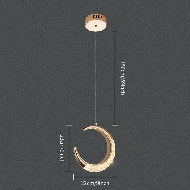 DecorBites™ Crystal Oval Gold Ring Pendant Light Chandelier for Living Room & Bedroom